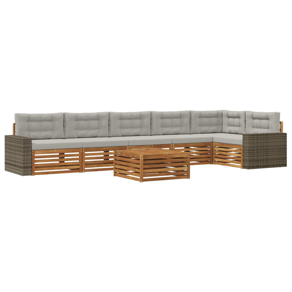 Ensemble de canapés d'extérieur 7 pcs naturel et gris clair