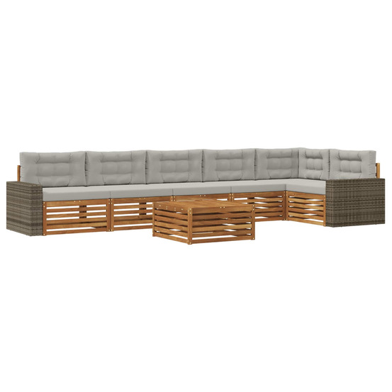 Ensemble de canapés d'extérieur 7 pcs naturel et gris clair
