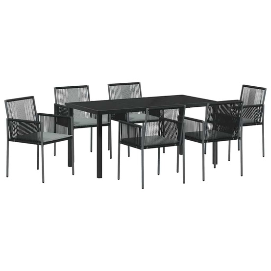 Ensemble de salle à manger pour jardin 7 pcs noir poly rotin