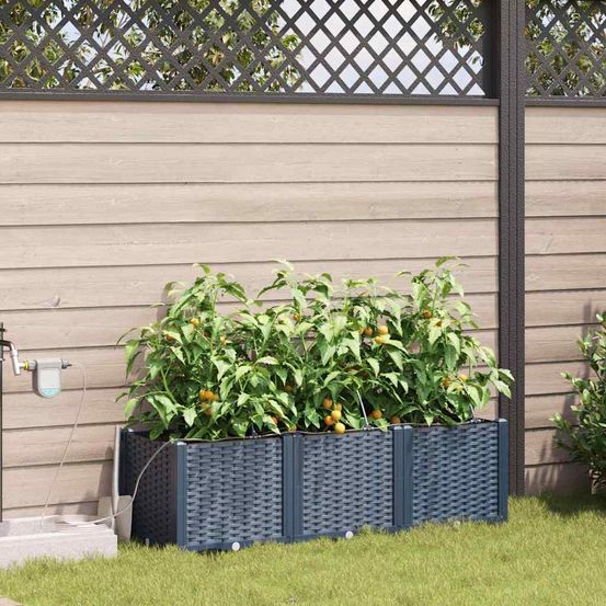 Jardinière acier avec irrigation pour jardin terrasse gris 120x40x37.5 cm