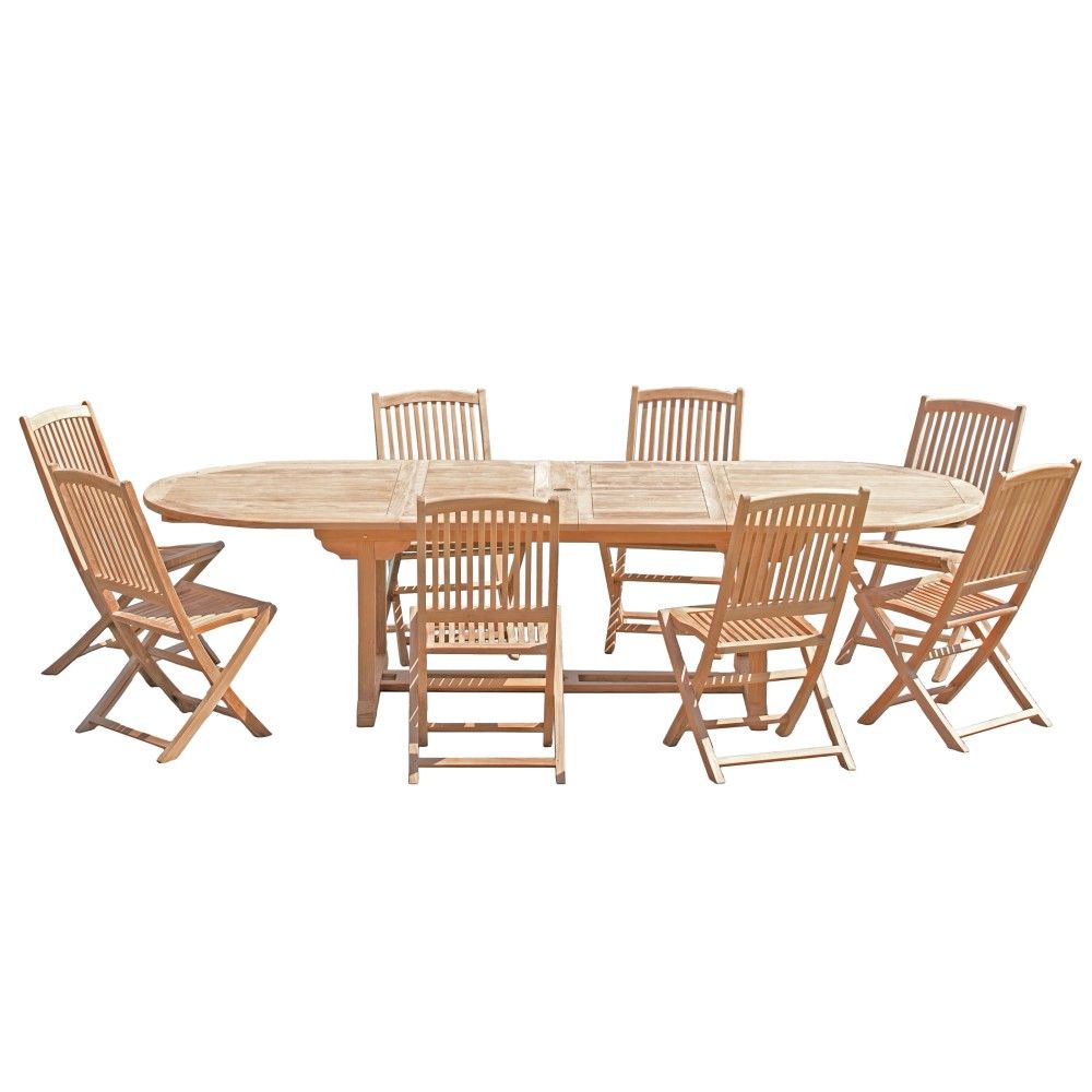 Table de jardin et chaises en teck 10/12 pers