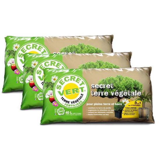 Terrreau bio secret terre végétale 40 litres (lot de 3)