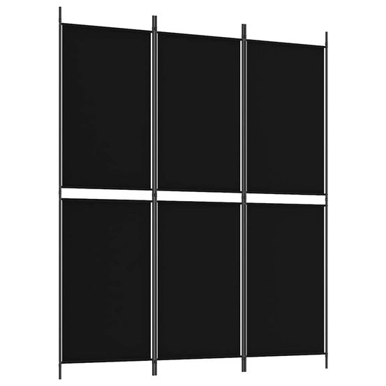 Cloison de séparation 3 panneaux noir 150x180 cm tissu