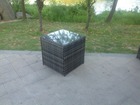 Grey rattan cube side table tea coffee table outdoor garden furniture accessory
