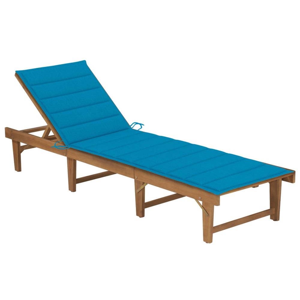 Chaise longue pliable avec coussin bois d'acacia solide bain de soleil