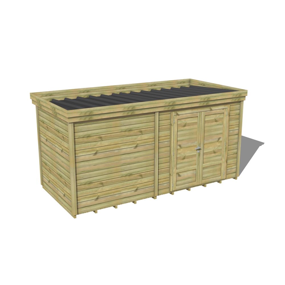 Abri de jardin bois pin traité autoclave 27mm - 4,195x2,14m / 9m2 - bac acier - plancher bois