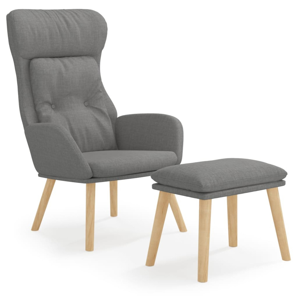 Chaise de relaxation avec repose-pied gris clair tissu