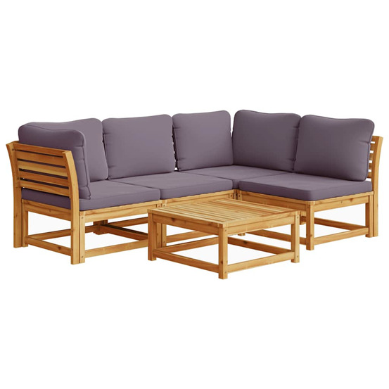 Salon de jardin avec coussins 5 pcs bois d'acacia solide