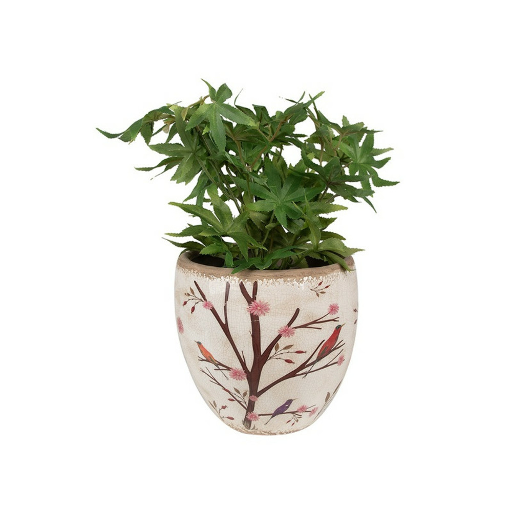 Pot de fleurs d'intérieur beige et marron en céramique14x13cm