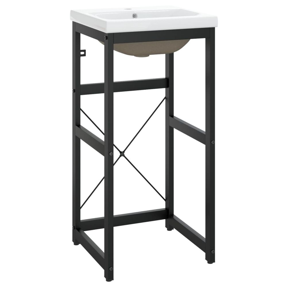 Cadre de lavabo de salle de bain vasque à encastrer noir fer