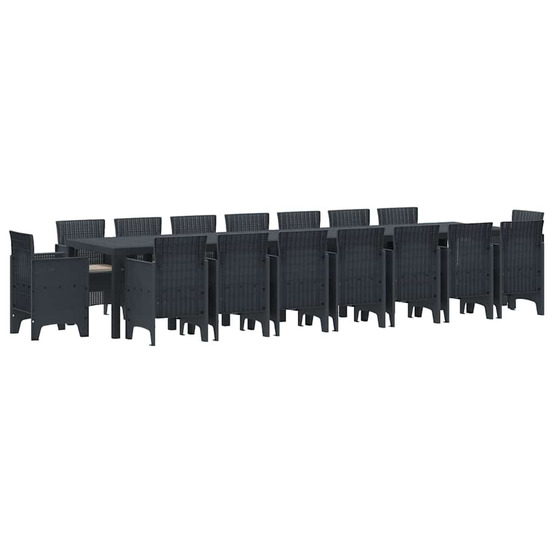 Ensemble de salle à manger de jardin avec coussins 17 pcs