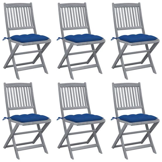 Chaises pliantes 6 pièces avec coussins en bois d'acacia massif