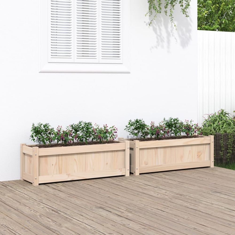 Lot de 2 grandes jardinières en bois de pin massif pour jardin 90 cm