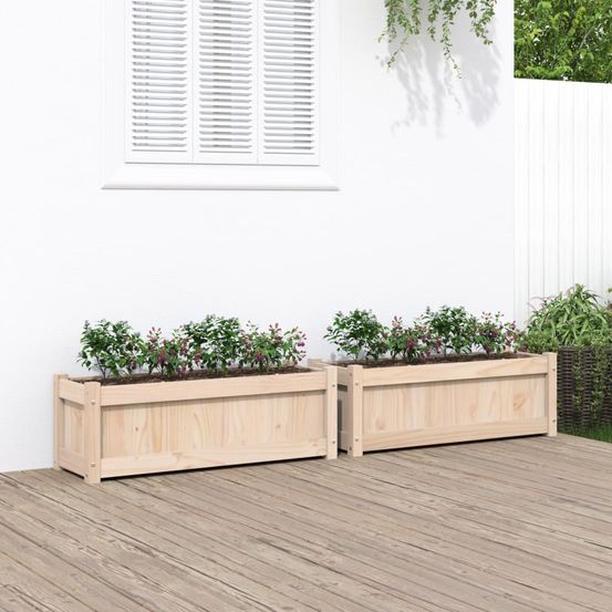 Lot de 2 grandes jardinières en bois de pin massif pour jardin 90 cm