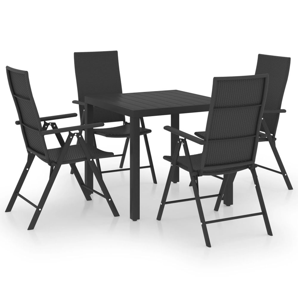 Ensemble à manger de jardin 5 pcs noir