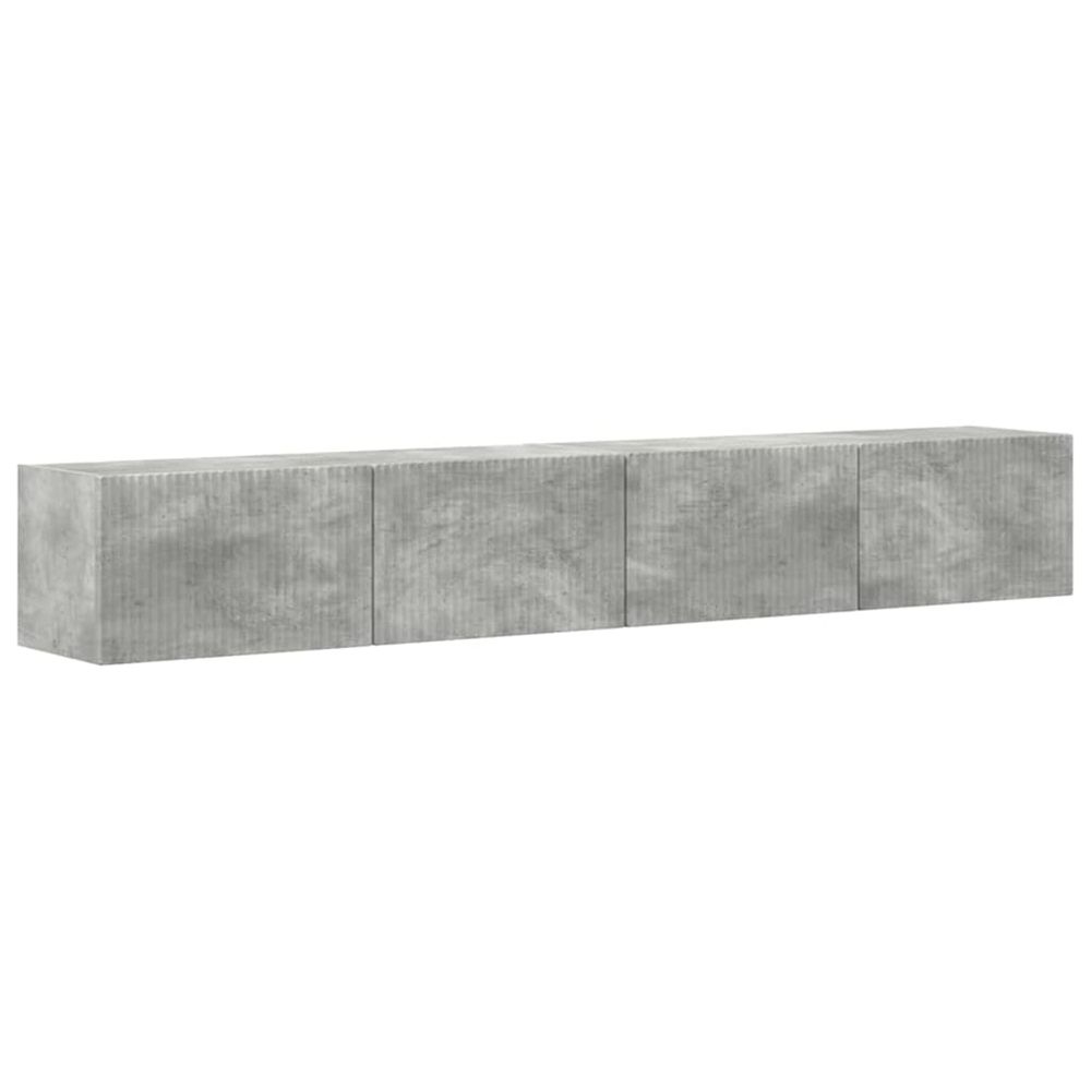 Meuble tv mural 2 pc gris béton bois d'ingénierie