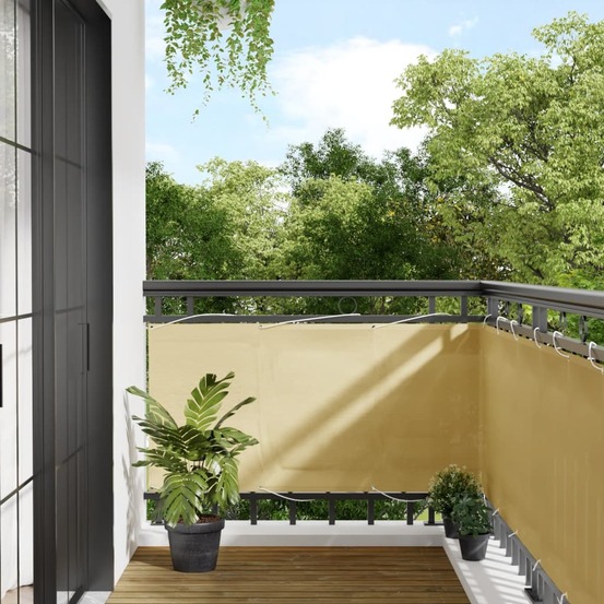 Écran de balcon sable 75x800 cm 100% polyester oxford