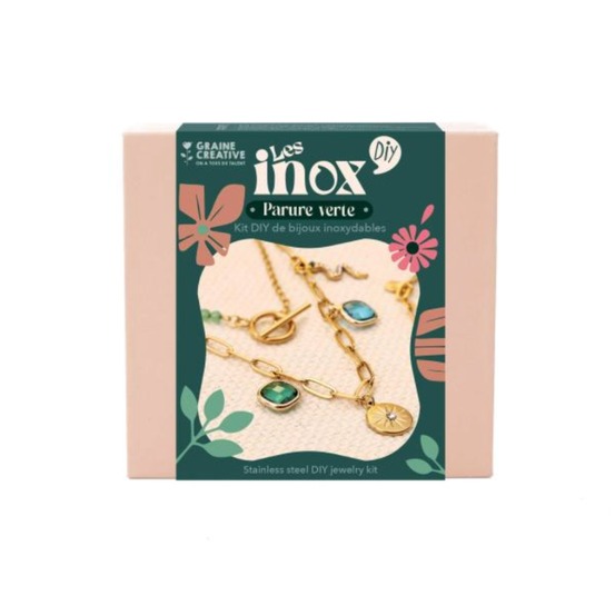 Kit diy bijoux en acier inoxydable - parure verte