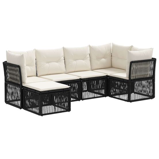 Ensemble de canapé de jardin 6 pc noir polyrotin