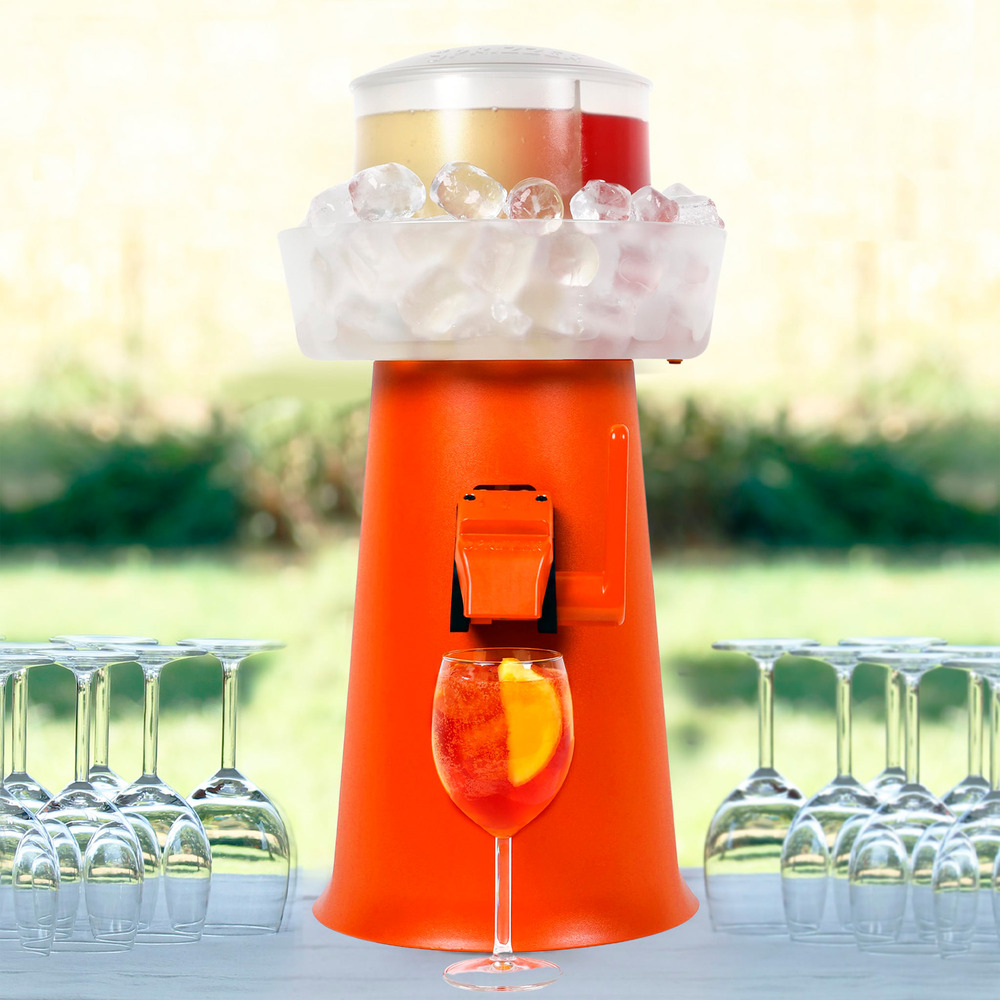 Kit aperitif orange en plastique avec 3 verres pour boissons fraîches et petillantes