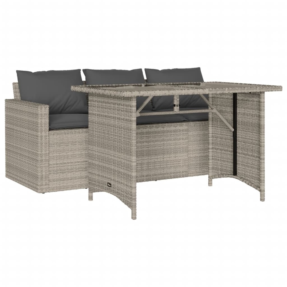 Ensemble à manger de jardin et coussins 2 pcs gris clair rotin