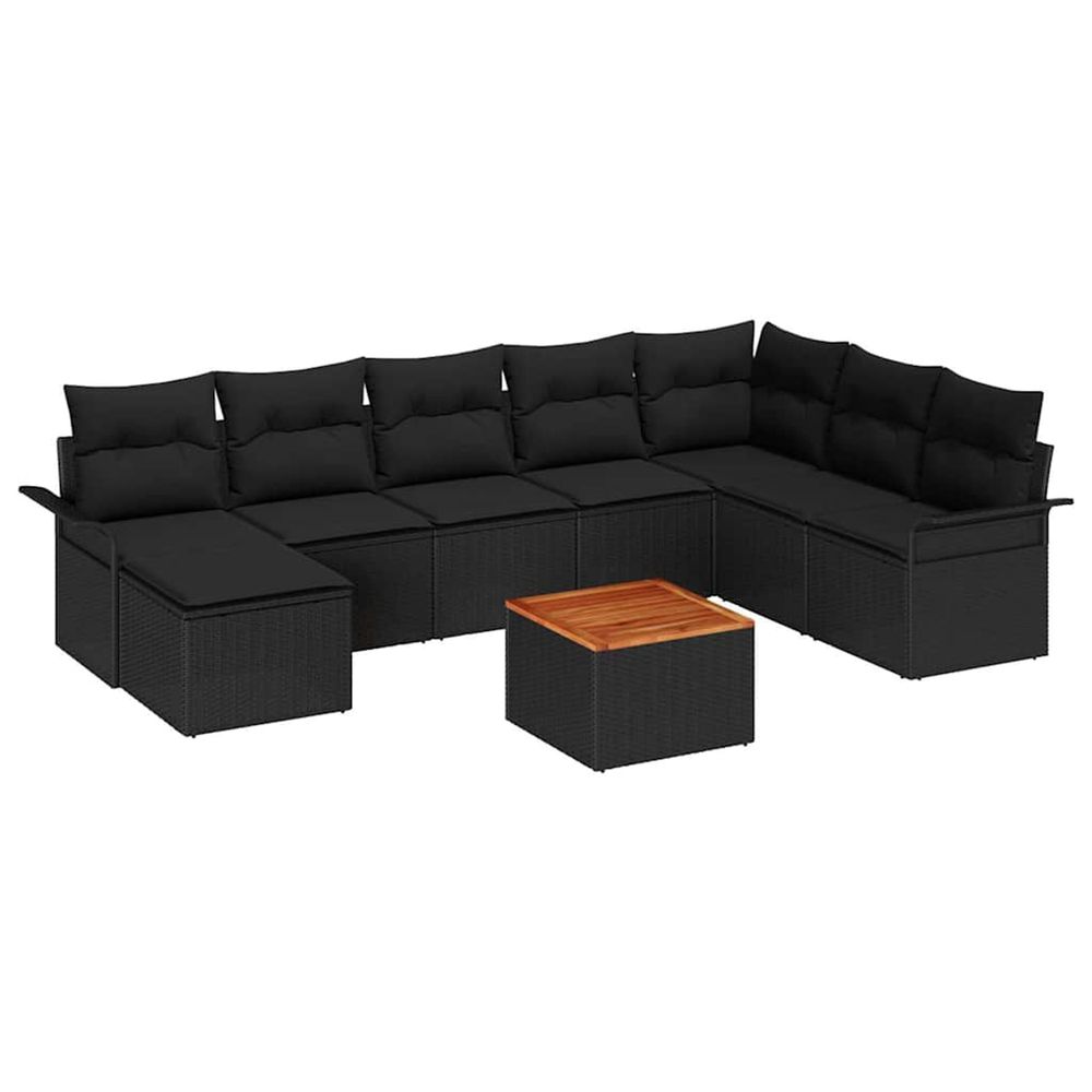 Ensemble de canapé de jardin 9 pc noir polyrotin