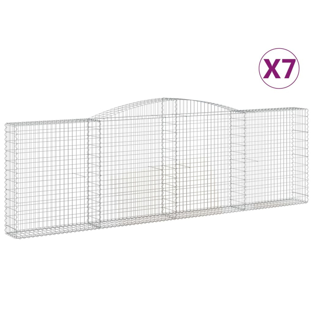 Paniers à gabions arqués 7 pcs 400x30x120/140 cm fer galvanisé