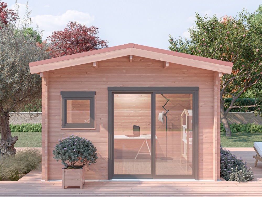 Chalet de jardin lantenay 12m² - bois douglas 55mm - porte & fenetre pvc - toiture acier