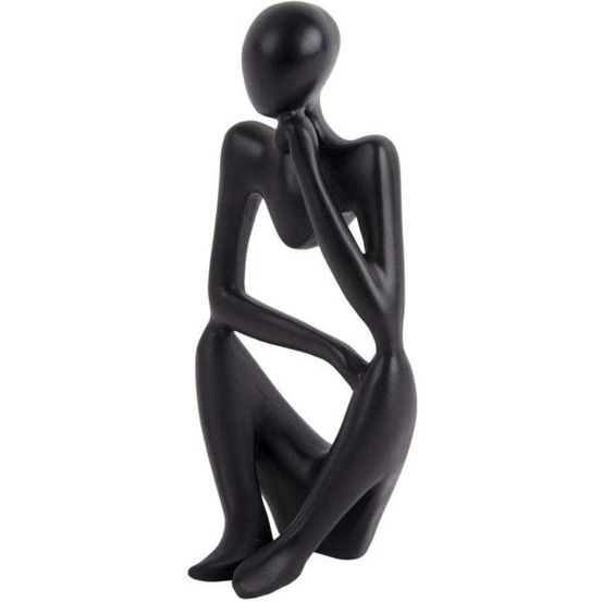Statuette silhouette en polyrésine wondering noir
