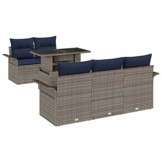 Ensemble de canapé de jardin 6 pc gris polyrotin