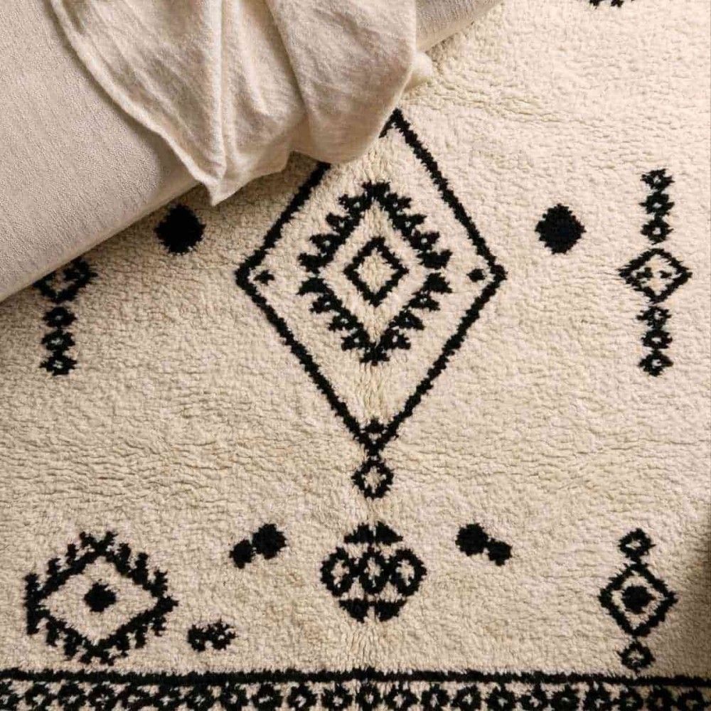 Tapis rectangulaire noir et blanc 120x60cm