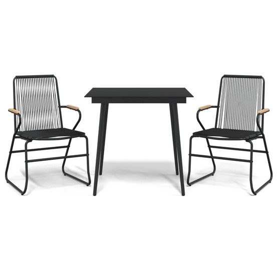 Ensemble à manger de jardin 3 pcs noir rotin pvc
