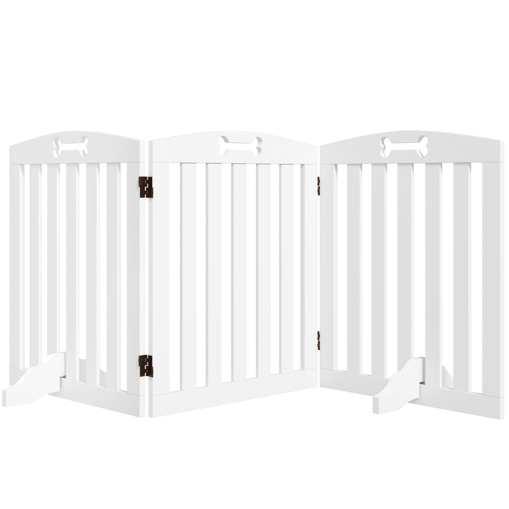 Barrière sécurité chien pliable 3 panneaux mdf autoportante pour porte et escalier 155 cm blanc