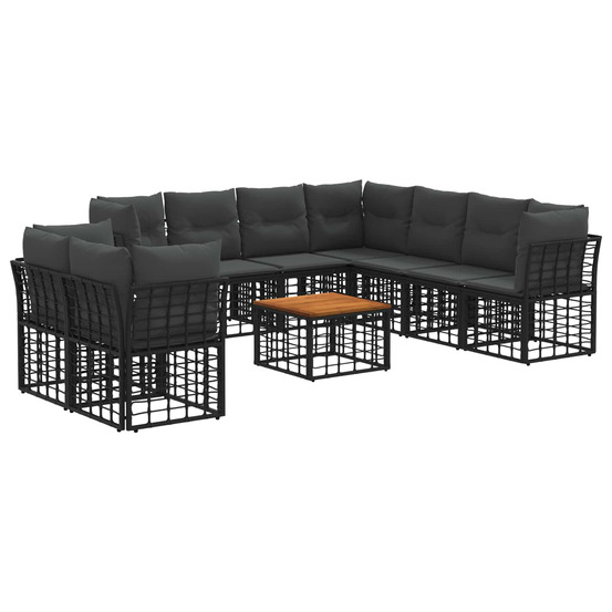 Ensemble de canapés d'extérieur 10 pcs noir et gris foncé