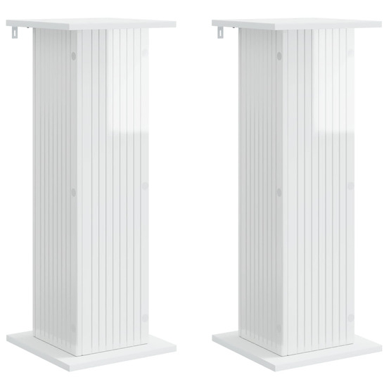 Support de plante 2 pcs blanc brillant 30,5 x 30 x 80,5 cm