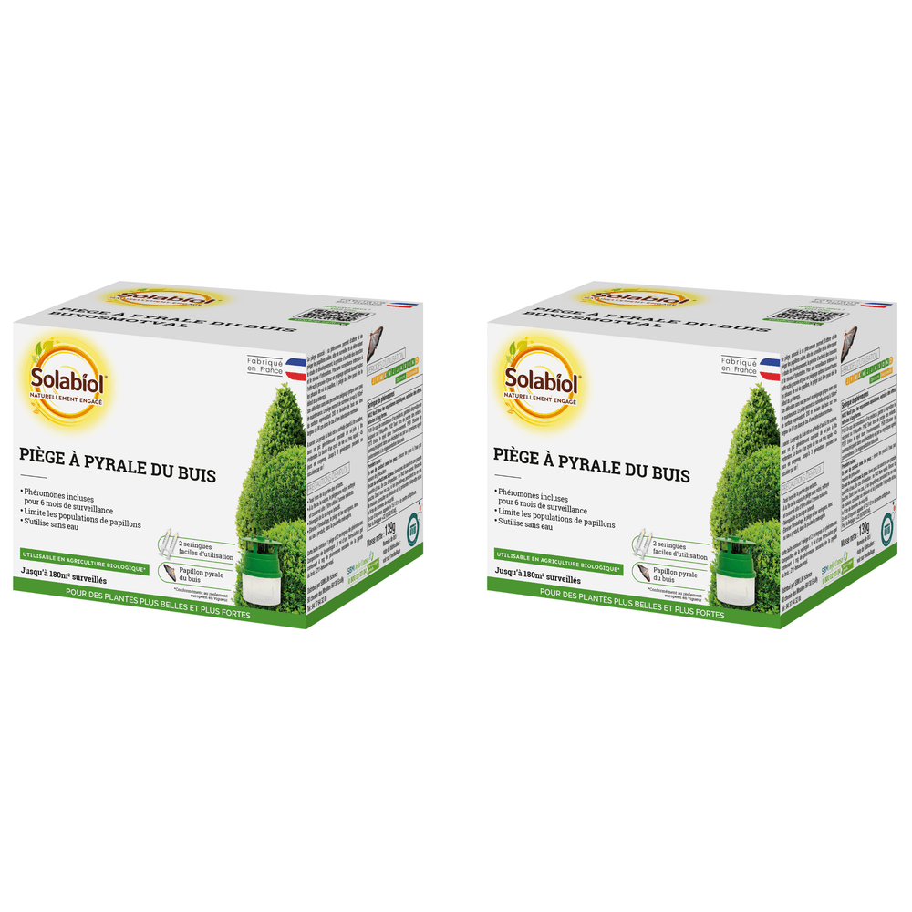 Solabiol sopibuisnx2 - lot de 2 pièges pyrale du buis - attraction par phèromone -1 piège + 2 seringues
