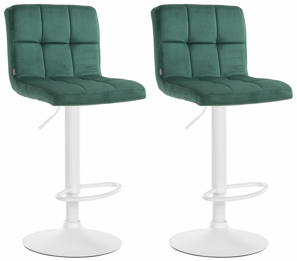 Lot de 2 tabourets de bar peru velours blanc