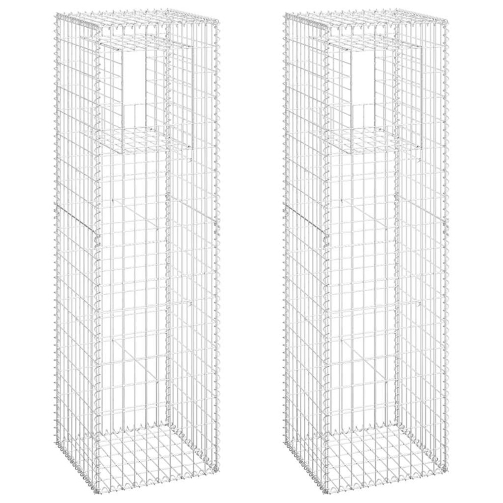 Poteaux à panier de gabion 2 pcs 50x50x180 cm fer