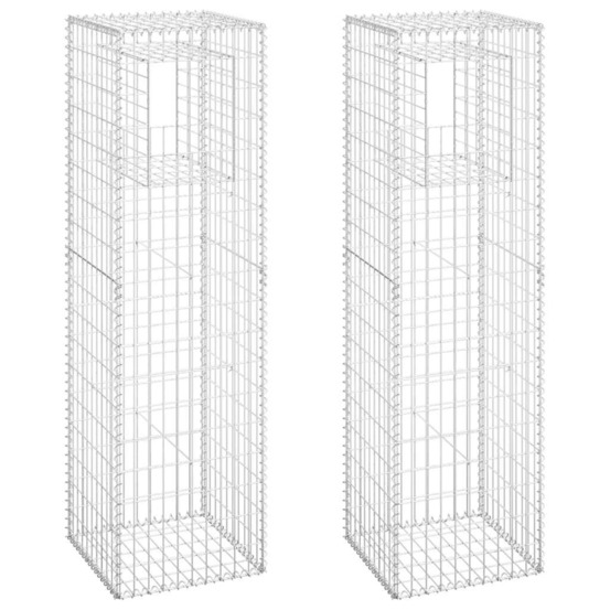 Poteaux à panier de gabion 2 pcs 50x50x180 cm fer
