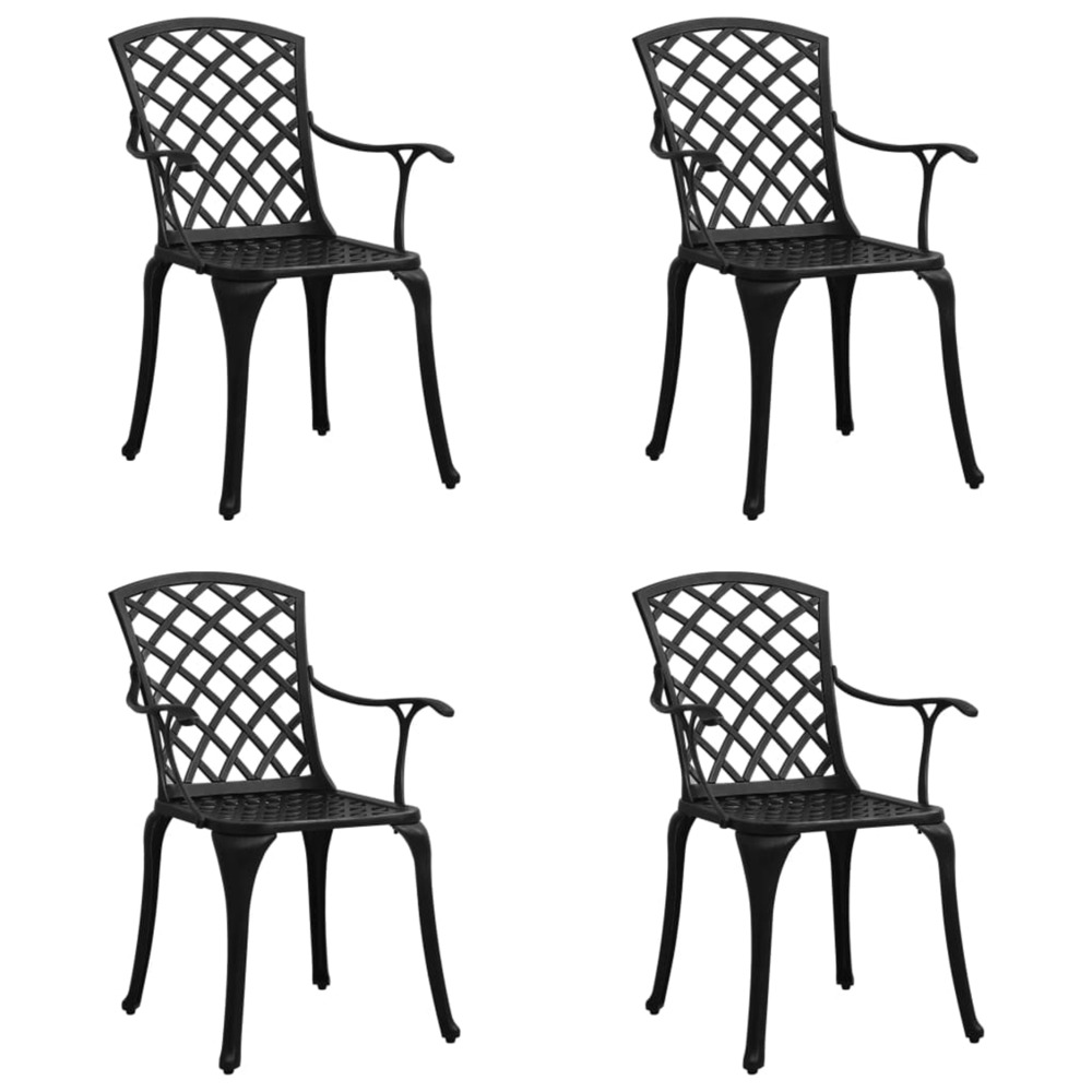 Chaises de jardin lot de 4 aluminium coulé noir