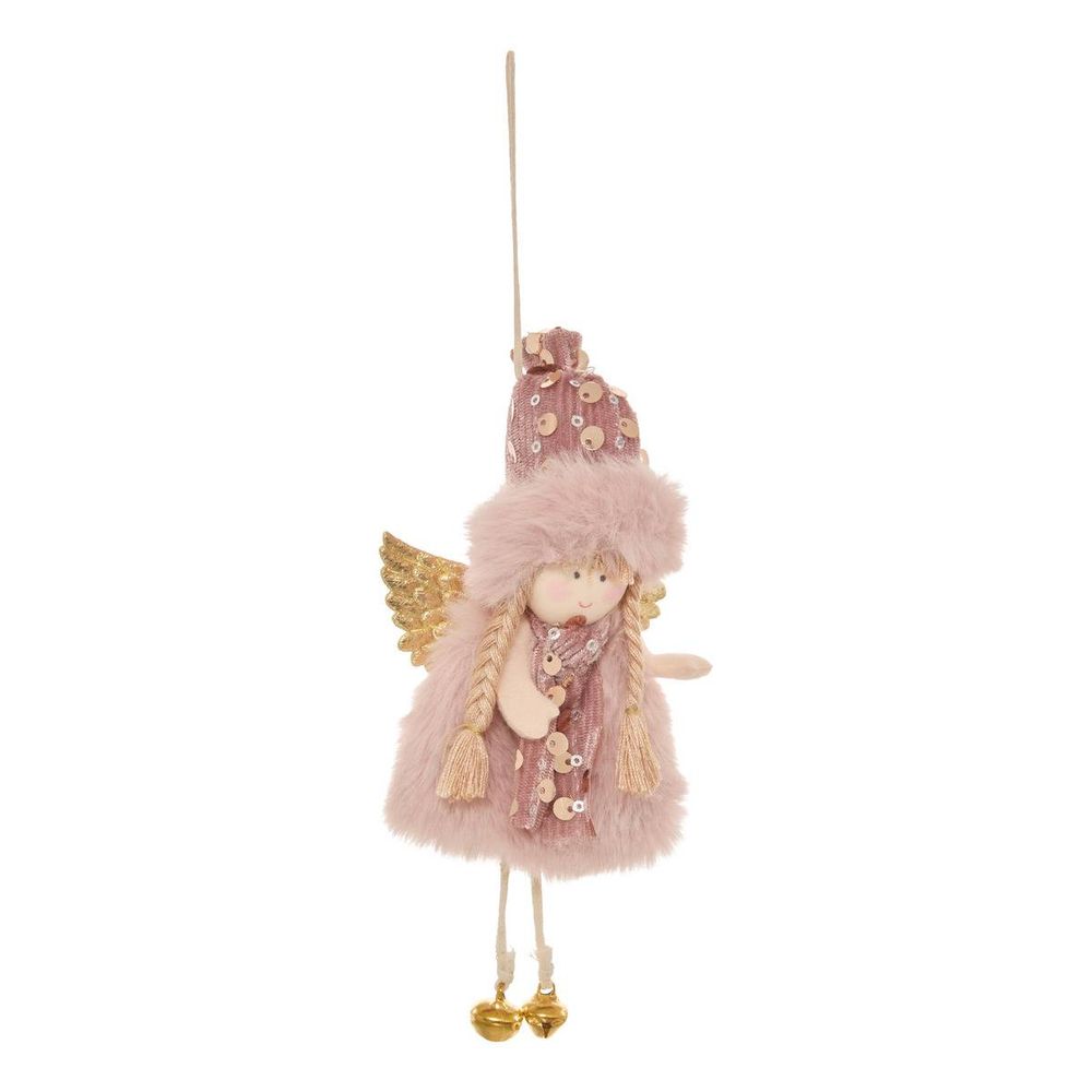 Suspension de sapin fée en fourrure rose 8 cm