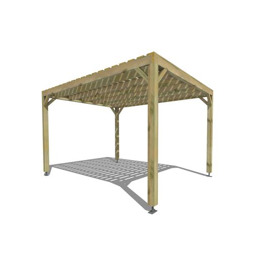 Pergola bois • 3m x 4m • indépendante • sens profondeur • platelage bois • livraison comprise