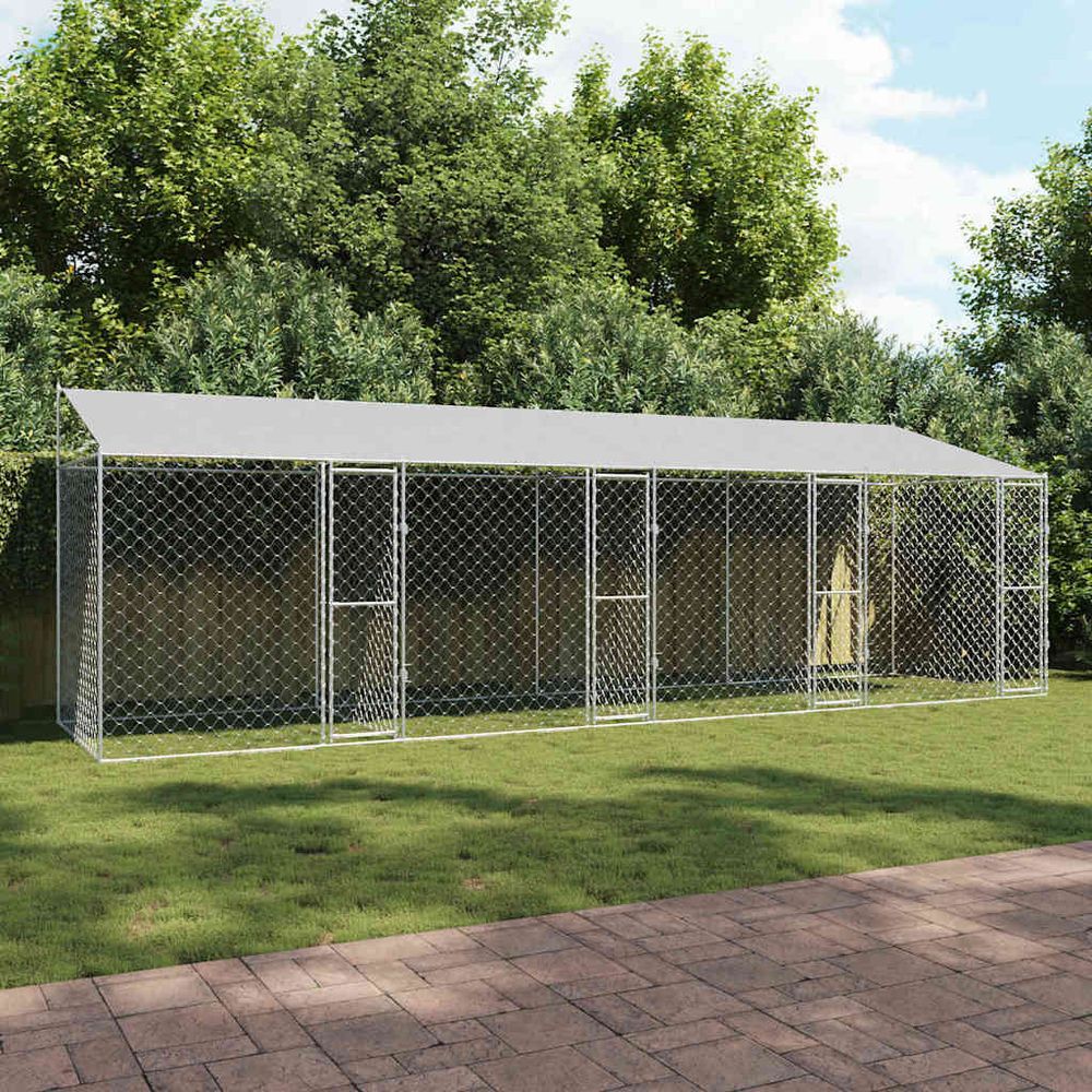 Enclos chenil extérieur acier galvanisé pour grand chien jardin 800x200cm