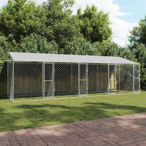Enclos chenil extérieur acier galvanisé pour grand chien jardin 800x200cm