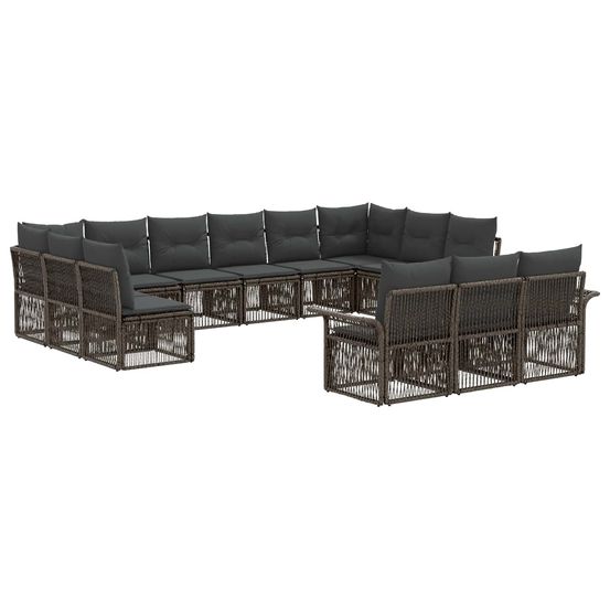 Ensemble de canapé de jardin 13 pc gris polyrotin