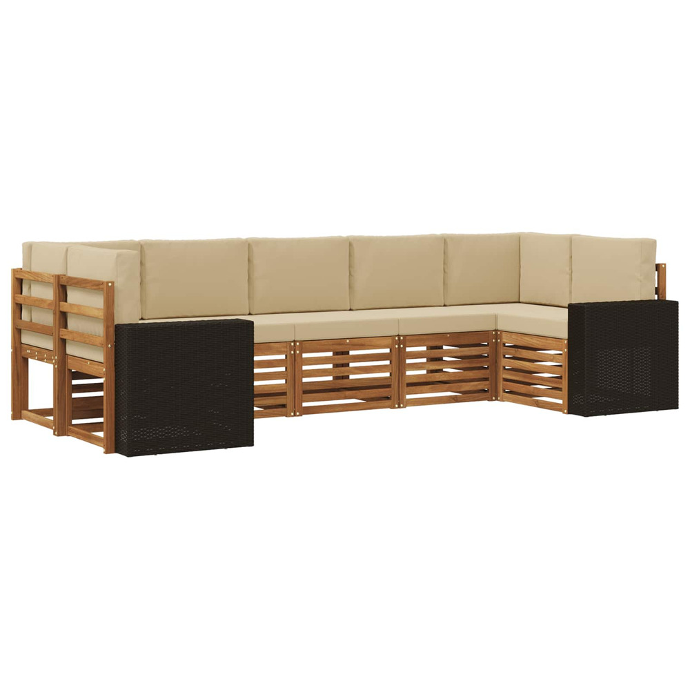 Ensemble de canapé d'angle 7 pcs naturel et beige polyester
