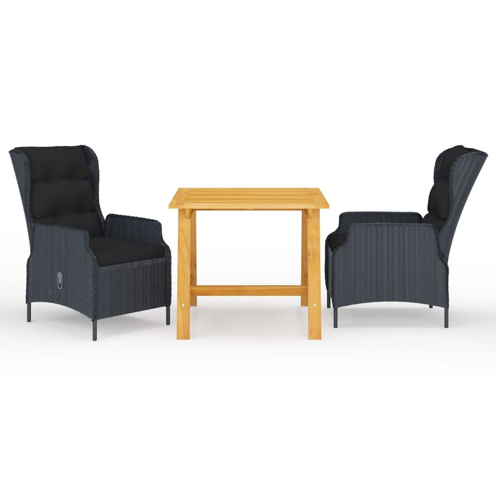 Ensemble à manger de jardin 3 pcs gris foncé