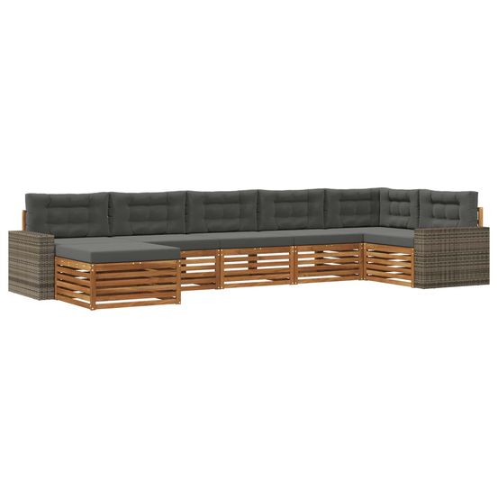 Ensemble de canapés d'extérieur 7 pc naturel et anthracite
