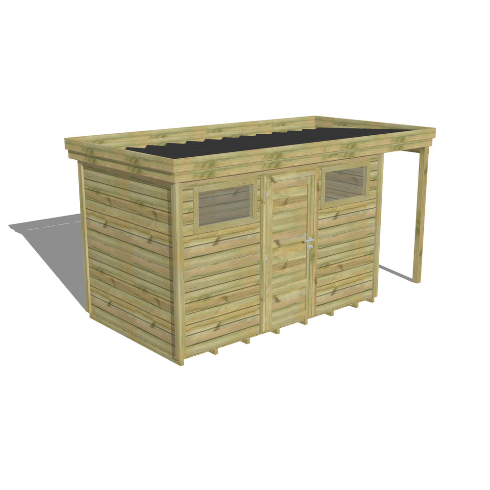 Abri de jardin bois pin traité autoclave 27mm - 4,44x2,14m / 10m2 - bac acier - plancher bois