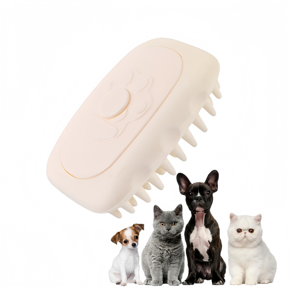 Brosse de nettoyage et de massage pour animaux de compagnie beige